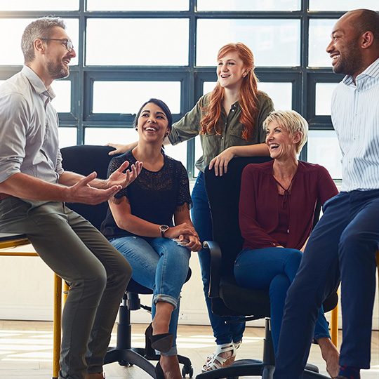 group of colleagues in a meeting