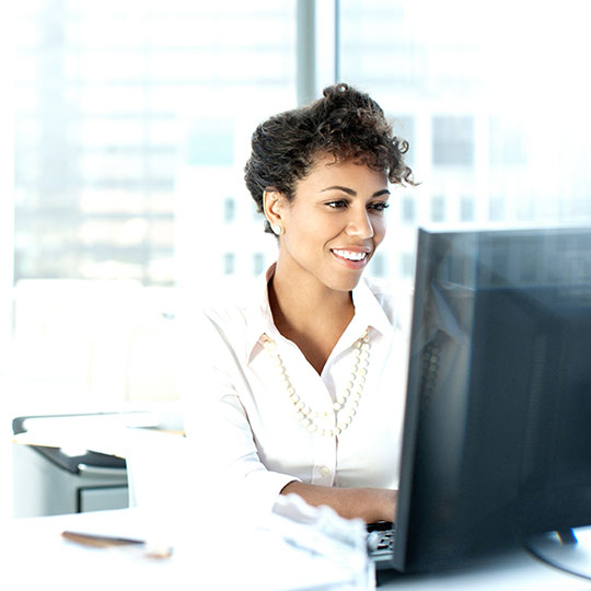 woman working in a modern office