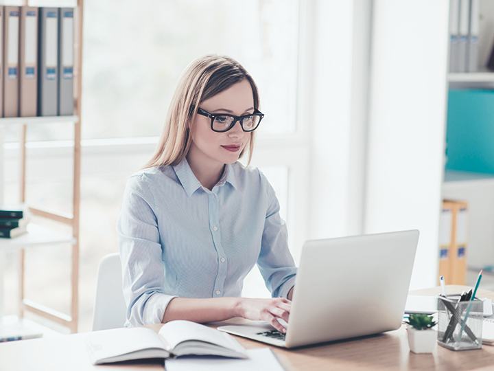 Content Services girl using the computer