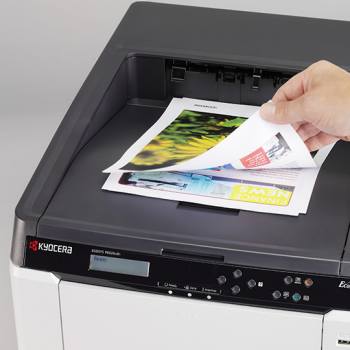 Miljøvenlig toner colour pages being retrieved from a Kyocera printer